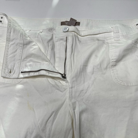 Chico’s Size 3 Women’s White Capri Pants 4 Pockets, Zip Up. Made - Picture 5 of 13